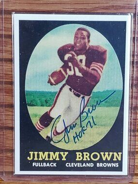 TOPPS 1958 JIM BROWN CLEVELAND BROWNS ROOKIE CARD #62 AUTO HOF '71 RP